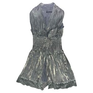 Vintage early 2000s y2k metallic empire waist babydoll top